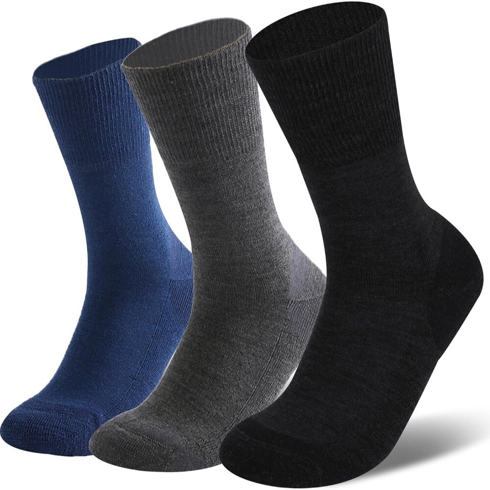 Merino Wool Non Binding Loose Top Cushioned Sole Dress Crew Diabetic Socks for M